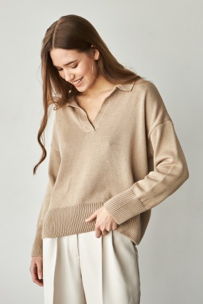 Жіночий светр Stimma Гудзі. Це стильний светр із V-подІбною горловиною та комІрц. . фото 2