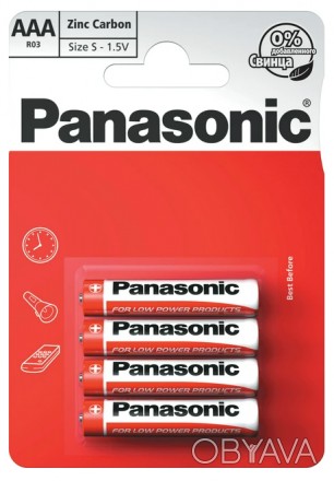 Panasonic Red Zink R03 Bli 4 Zink-Carbon - это солевые батарейки для устройств с. . фото 1