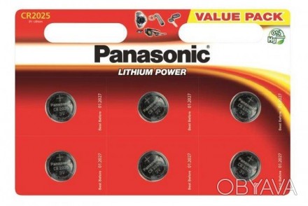 Батарейка PANASONIC CR2025 * 6 LITHIUM (CR-2025EL / 6B)
Надійне джерело енергії . . фото 1