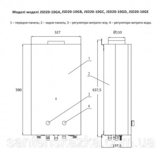 Газовая колонка Thermo Alliance дымоходная JSD20-10GE 10 л стекло (белое) — безо. . фото 3