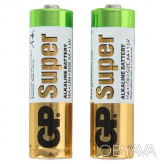 Батарейка GP SUPER ALKALINE 1.5V 15A-S2 лужна, LR6, AA. . фото 1