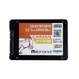SSD Mibrand Caiman 512GB 2.5" 7mm SATAIII Bulk. Харьков. фото 1 SSD Mibrand Caiman 512GB 2.5" 7mm SATAIII Bulk. Харьков. фото 1