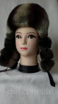 
Зимняя стильная женская шапка-ушанка "ЗИМУШКА" с натурального меха ( кролик-рек. . фото 2