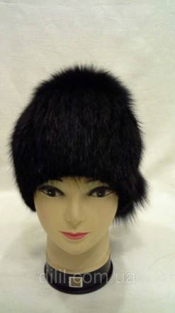Зимняя стильная женская шапка вязка 
с натурального меха ( ондатра , песец, черн. . фото 2
