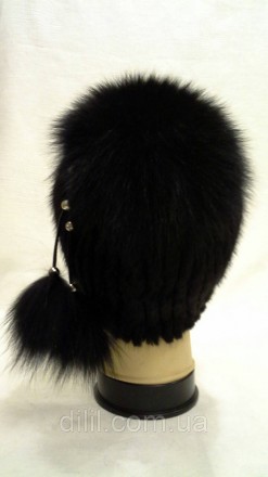 Зимняя стильная женская шапка вязка 
с натурального меха ( ондатра , песец, черн. . фото 4