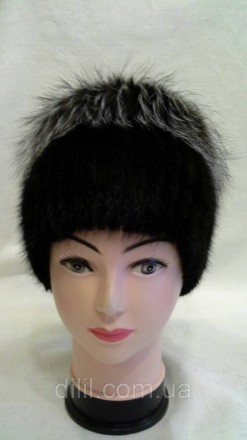 Зимняя стильная женская шапка вязка с натурального меха ( ондатра )
 
Верх черно. . фото 2