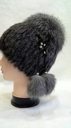 Зимняя стильная женская шапка вязка с натурального меха ( кролик )
 
 Верх и пом. . фото 3