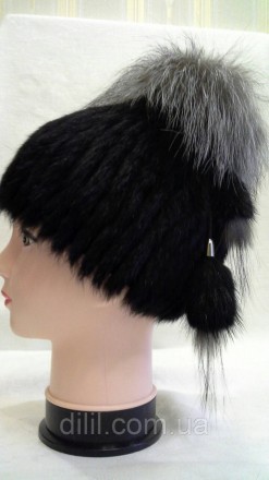 Зимняя стильная женская шапка вязка с натурального меха ( кролик )
 
 Верх и пом. . фото 3