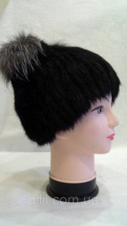 Зимняя стильная женская шапка вязка с натурального меха ( кролик )
 
 Ушки -черн. . фото 3