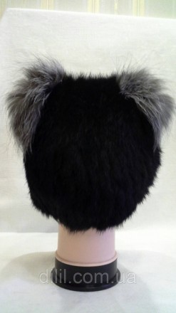 Зимняя стильная женская шапка вязка с натурального меха ( кролик )
 
 Ушки -черн. . фото 4