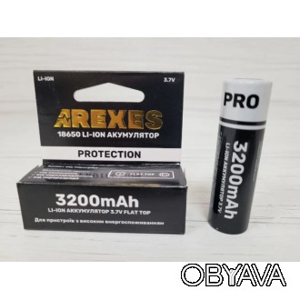 Аккумулятор Arexes 18650 Li-Ion 3200 mAh, 3.7v, реальная емкостью 2200 мАч. пред. . фото 1