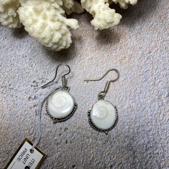 Пропонуємо Вам придбати сережки з натуральною мушлею "Око Шиви" у сріблі. Індія.. . фото 5