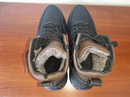 Мужские зимние кроссовки черные на шнурках на меху прошитые. Производитель - Льв. . фото 7