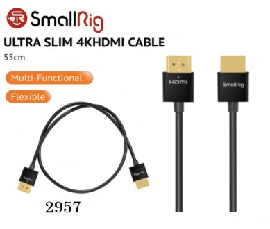 Кабель SmallRig Ultra Slim 4K HDMI Cable 55cm 2957 (2957)
SmallRig Ultra Slim 4K. . фото 2