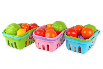 Ігровий набір продуктів у кошику від ТехноК Іграшкові овочі й фрукти у зручному . . фото 2