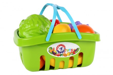 Ігровий набір продуктів у кошику від ТехноК Іграшкові овочі й фрукти у зручному . . фото 3