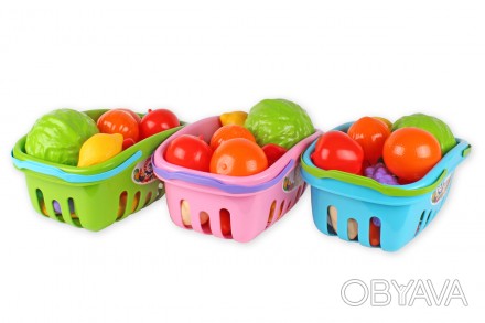 Ігровий набір продуктів у кошику від ТехноК Іграшкові овочі й фрукти у зручному . . фото 1