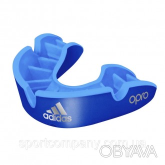 Капа взрослая Adidas Opro Silver Blue для бокса одночелюстная боксерская для зуб. . фото 1