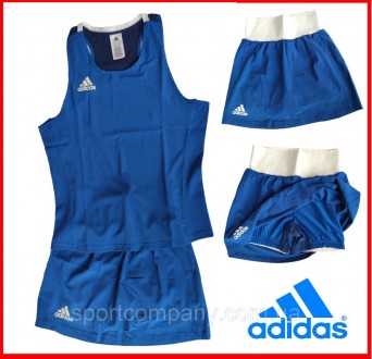 Боксерская форма женская синяя Adidas Olympic Woman шорты-юбка + майка полный ко. . фото 2