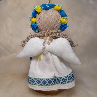 Декоративная украинская кукла – подвеска, ангел с сердцем. Все элементы изготовл. . фото 6