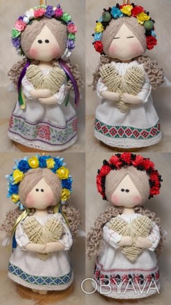 Декоративная украинская кукла – подвеска, ангел с сердцем. Все элементы изготовл. . фото 1