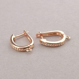 106510 Швензы Пара Фианит позолота 18к (розовая) 15х2см.. Житомир. фото 1