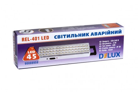Світильник світлодіодний аварійний акумуляторний DELUX REL-401 (3.7V1,5Ah) 45 LE. . фото 3