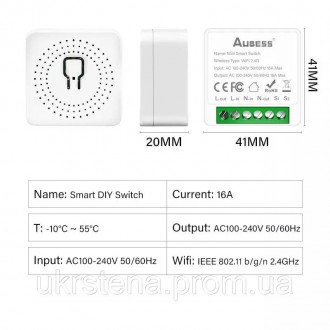 Умный выключатель-регулятор WiFi mini Smart Switch16A предназначен для включения. . фото 7