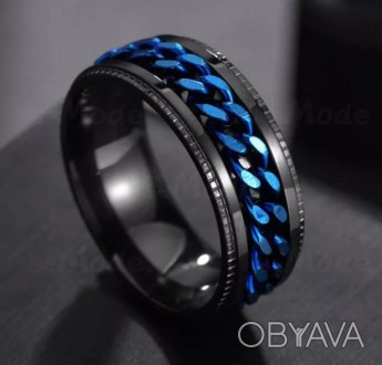 Женское кольцо спинер 17 мм диаметр синее