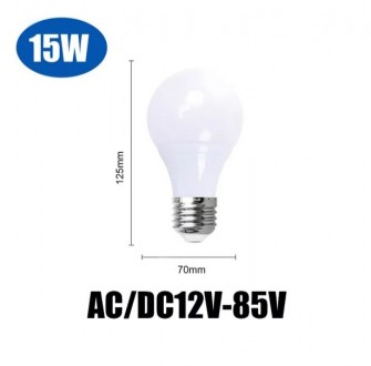 Світлодіодна лампа E27 15 W на AC/DC 12-85 вольтів.
Працює від альтернативної ме. . фото 2