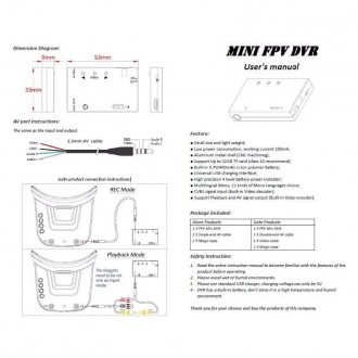 FPV відеореєстратор Happymodel F16N мініатюрний mini DVR з акумулятором, для ква. . фото 5