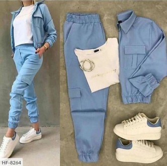 Прогулочный костюм HF-8261
Ткань джинс-бенгалин (хорошо тянется)
Цвета: голубой,. . фото 4