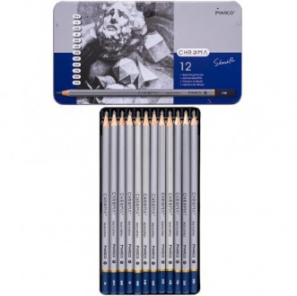 Олівець простий 8015/12TN MARCO(2H-9B) CHROMA Sketch Pro. Шестигранні олівці в м. . фото 2
