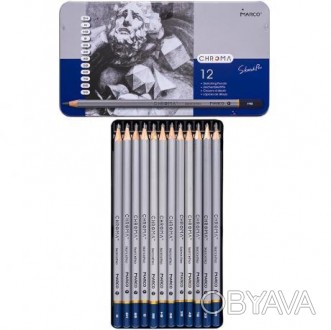 Олівець простий 8015/12TN MARCO(2H-9B) CHROMA Sketch Pro. Шестигранні олівці в м. . фото 1