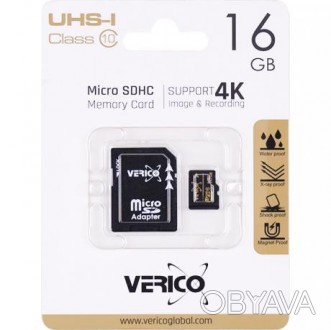 Картка пам'яті Verico MicroSDHC 16 GB UHS-I (Class 10)+SD adapter. . фото 1