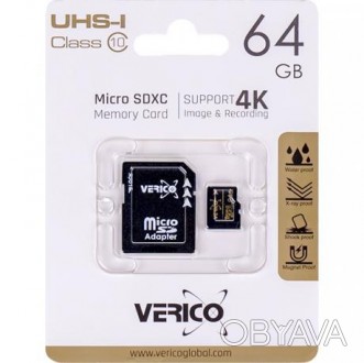Картка пам'яті Verico MicroSDXC 64 GB Class 10 (UHS-1)+SD adapter. . фото 1
