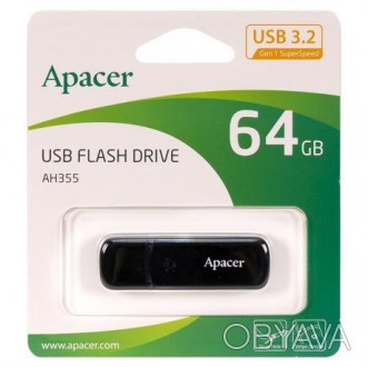 Флешка Apacer USB 64Gb AH355 Black AP64GAH355B-1 911308. . фото 1