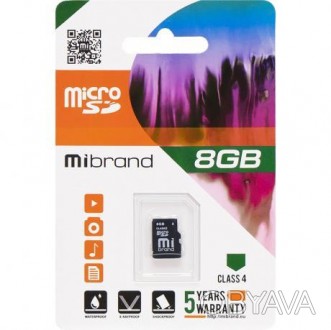 Картка пам'яті Mibrand MicroSDHC 8 GB Class 4 (card only). . фото 1