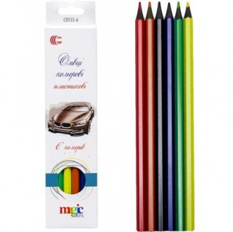 Набір кольорових олівців на 6 кольорів в картоной упаковці.. . фото 3