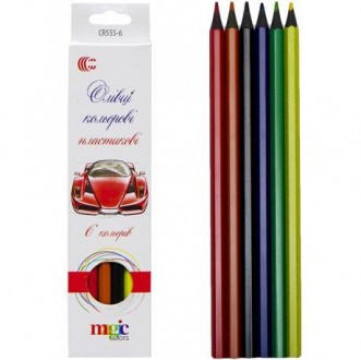 Набір кольорових олівців на 6 кольорів в картоной упаковці.. . фото 5
