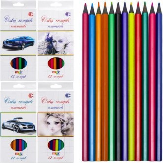 Набір кольорових олівців на 12 кольорів в картоной упаковці.. . фото 2