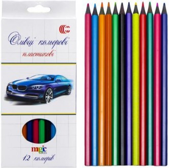 Набір кольорових олівців на 12 кольорів в картоной упаковці.. . фото 3