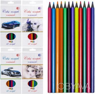 Набір кольорових олівців на 12 кольорів в картоной упаковці.. . фото 1