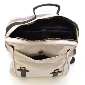 Сумка рюкзак для ноутбука из канвас TRCj-3420-3md слоновая кость с ручкой. Закры. . фото 9