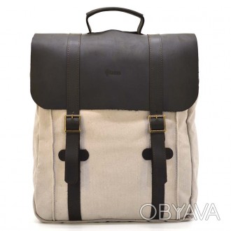 Сумка рюкзак для ноутбука из канвас TRCj-3420-3md слоновая кость с ручкой. Закры. . фото 1