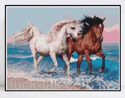 Алмазная вышивка, размер 30х20 см
"Лошадки бегущие по волнам"
Полная выкладка, с. . фото 4