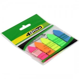 Стікери-закладки Стріла неон 12х44мм 5 кольорів*20 аркушів 4Office 4-426
 
Тип р. . фото 3