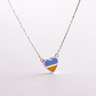 Колье "С Украиной в сердце" в белом золоте (голубая и желтая эмаль) 
 
 
Металл:. . фото 2