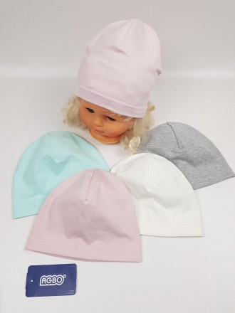 Дитячі польські демісезонні трикотажні шапки оптом для дівчат, р.44-46, Agbo
	Ро. . фото 2