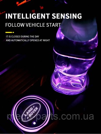 Подсветка подстаканника в авто RGB с логотипом автомобиля LAND ROVER
Комплект 2 . . фото 3